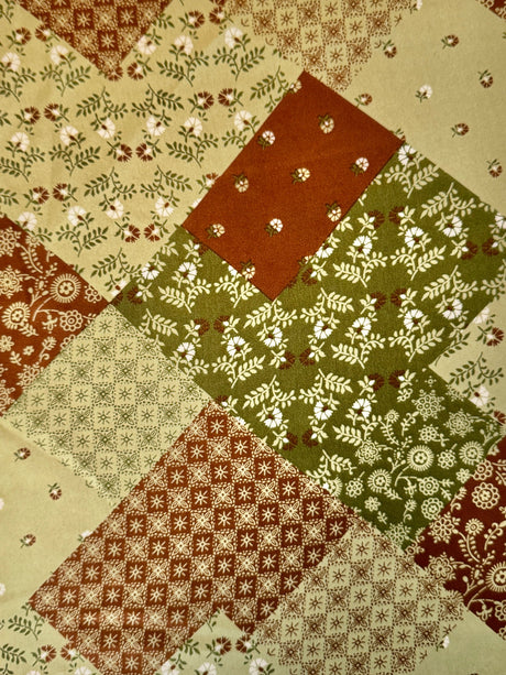 Printed Satin Green Patchwork Floral