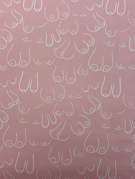 Topless Tatas Print Spandex Fabric - Pink, Black/White, Black/Pink, 58"/60" Width (1 Yard)