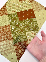 Printed Satin Green Patchwork Floral