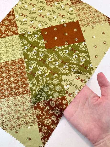 Printed Satin Green Patchwork Floral