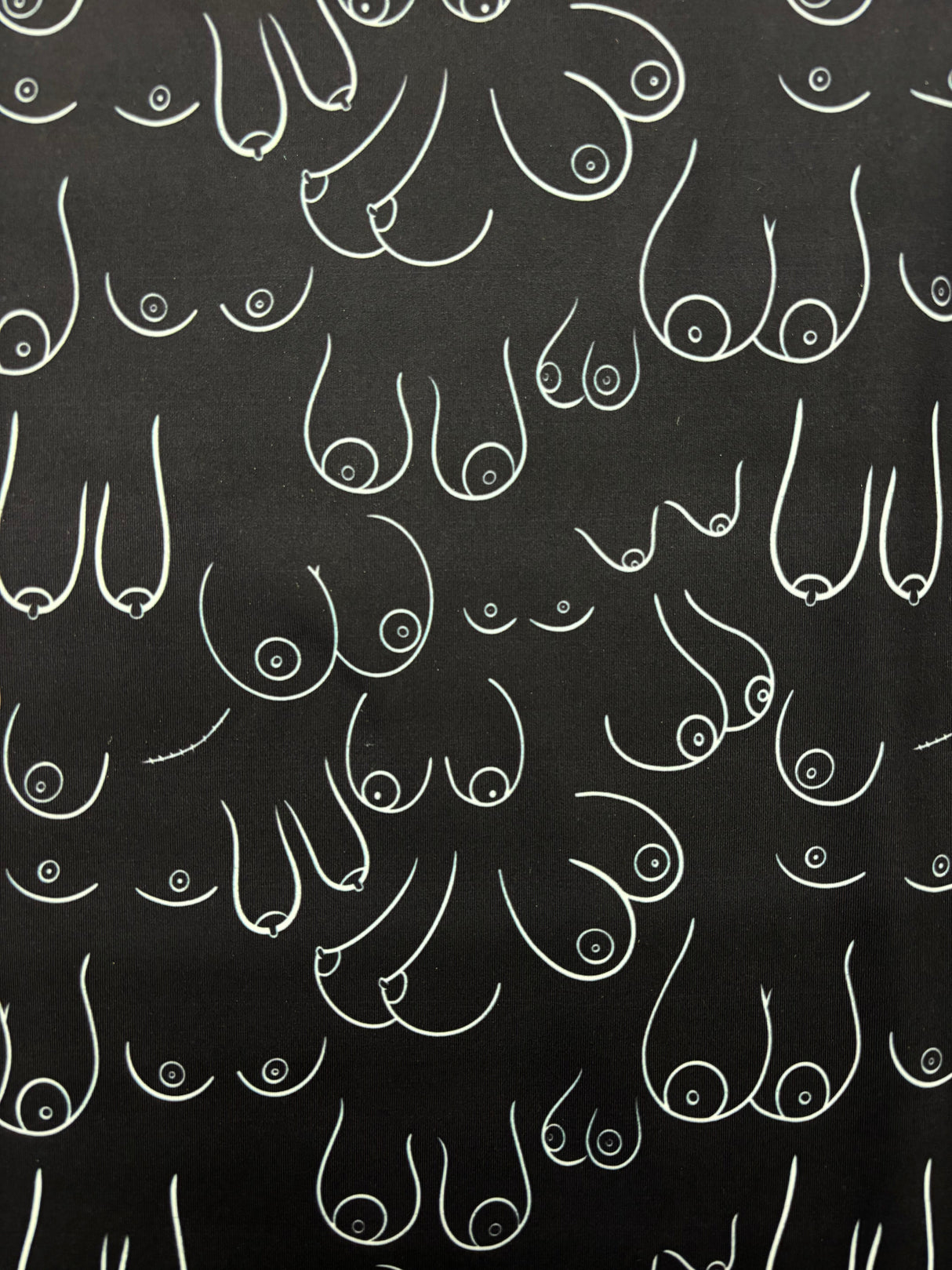Topless Tatas Print Spandex Fabric - Pink, Black/White, Black/Pink, 58"/60" Width (1 Yard)