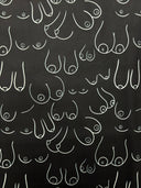 Topless Tatas Print Spandex Fabric - Pink, Black/White, Black/Pink, 58"/60" Width (1 Yard)