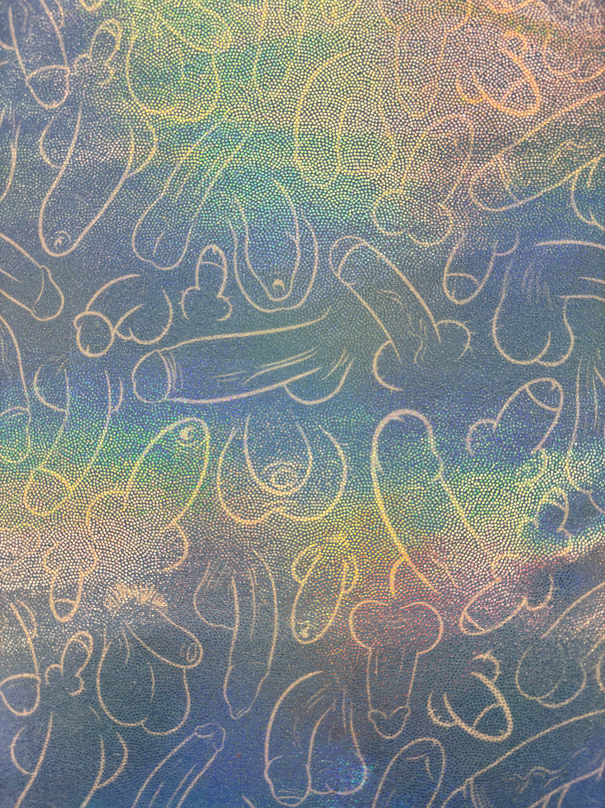 Plentiful Penises Mystique Holographic Spandex Fabric - Black, Blue, 4-Way Stretch, 36" Width (1 Yard)