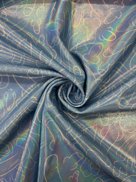 Plentiful Penises Mystique Holographic Spandex Fabric - Black, Blue, 4-Way Stretch, 36" Width (1 Yard)