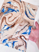 Printed Satin Marble Blue