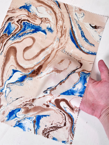 Printed Satin Marble Blue