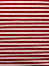 Red Half Inch Striped Polyester Spandex Fabric - Red Half Inch Stripes, 58"/60" Width (1 Yard)