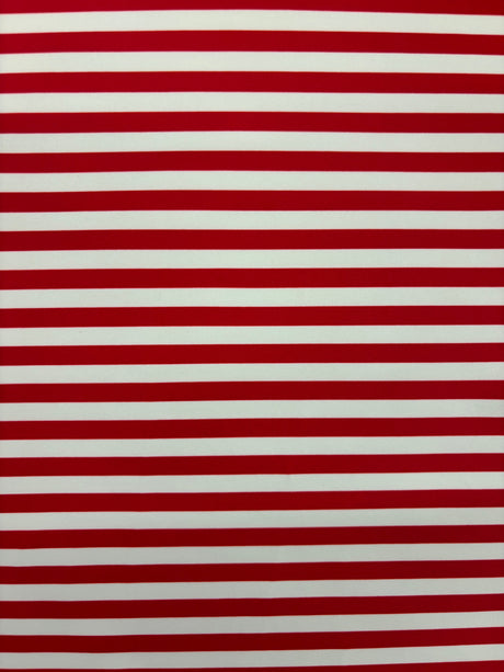 Red Half Inch Striped Polyester Spandex Fabric - Red Half Inch Stripes, 58"/60" Width (1 Yard)