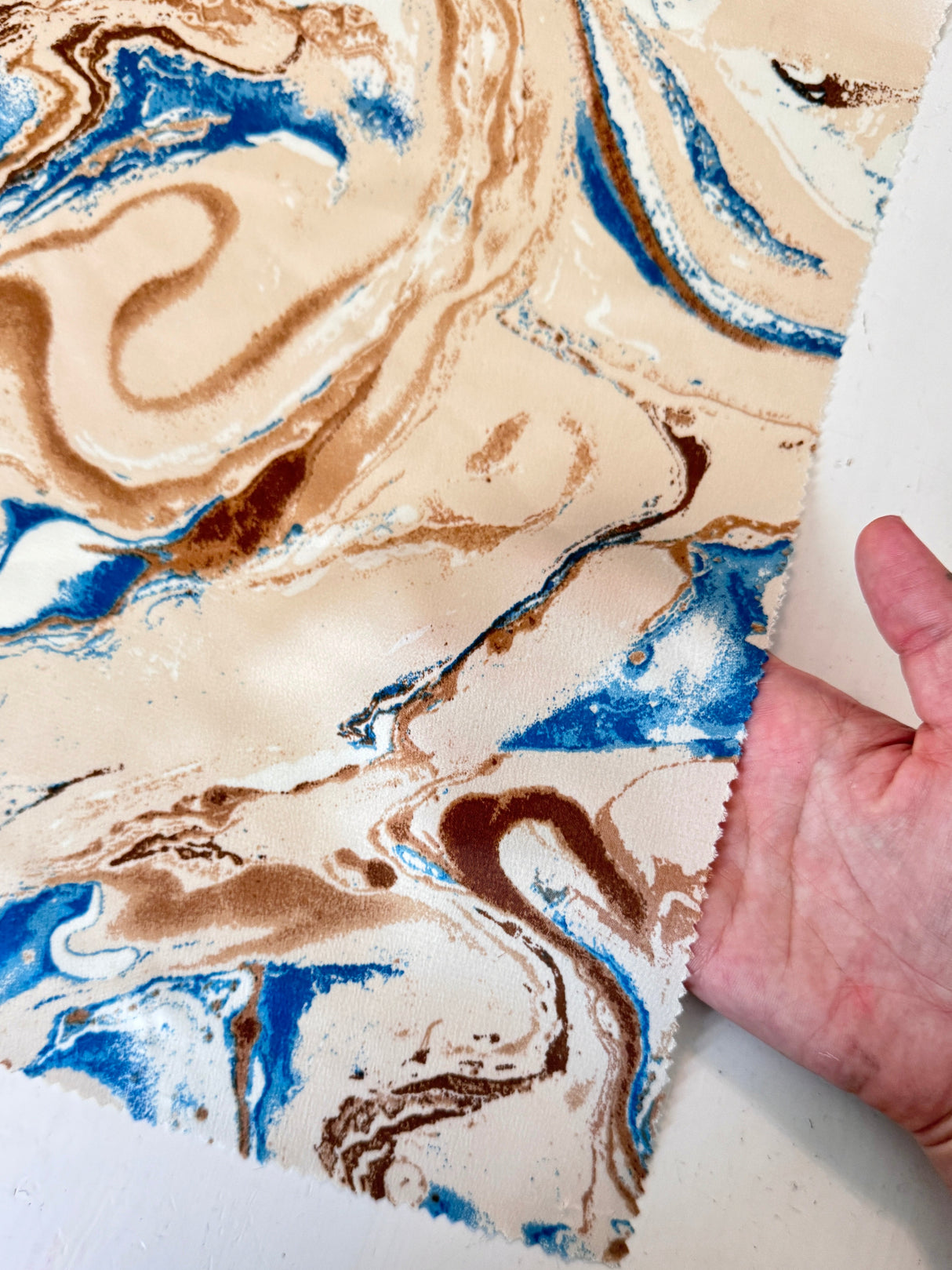 Printed Satin Marble Blue