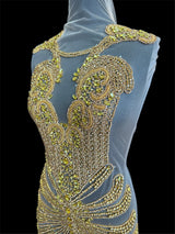 Gold Rhinestone Bodice Applique