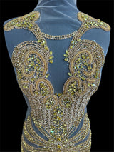 Gold Rhinestone Bodice Applique