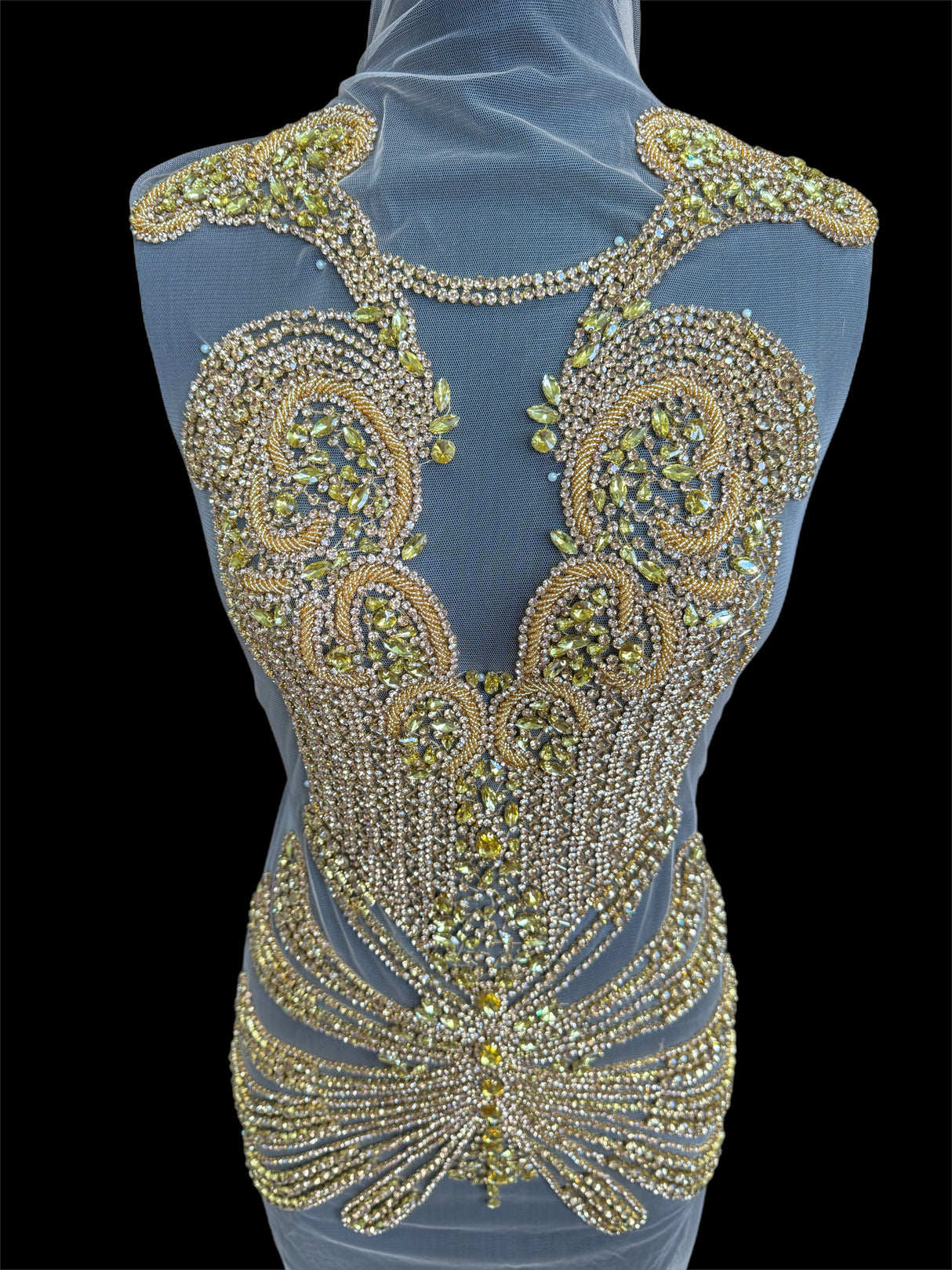 Gold Rhinestone Bodice Applique