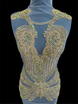 Gold Rhinestone Bodice Applique