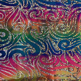 Nylon Spandex Tie Dye Paisley Snake Fabric