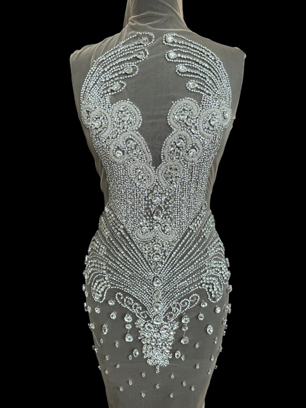 Silver Rhinestone Bodice Applique