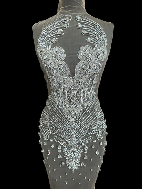 Silver Rhinestone Bodice Applique