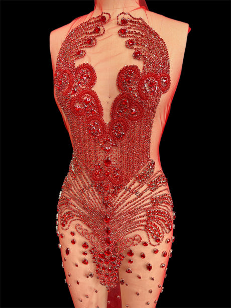 Red Rhinestone Bodice Applique