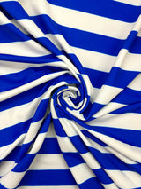 Blue One Inch Striped Spandex Fabric - Blue Horizontal Stripes, 58"/60" Width (1 Yard)