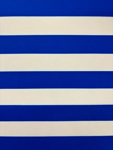 Blue One Inch Striped Spandex Fabric - Blue Horizontal Stripes, 58"/60" Width (1 Yard)