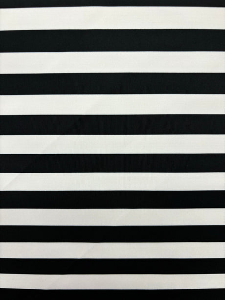 Black One Inch Striped Spandex Fabric - Black And White Stripes, 58/60" Width (Yards)