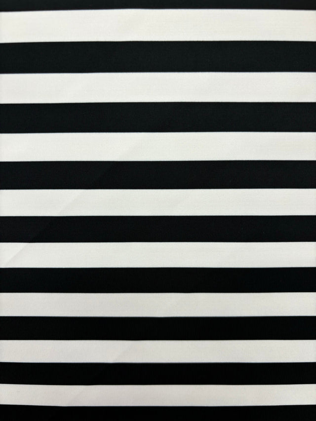 Black One Inch Striped Spandex Fabric - Black And White Stripes, 58/60" Width (Yards)
