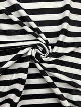 Black One Inch Striped Spandex Fabric - Black And White Stripes, 58/60" Width (Yards)