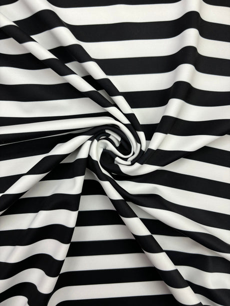 Black One Inch Striped Spandex Fabric - Black And White Stripes, 58/60" Width (Yards)