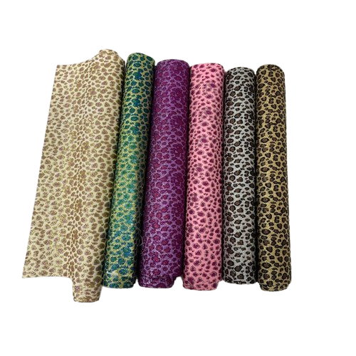 Leopard Print Glitter Canvas Vinyl Fabric - Leopard Print, 56/58" Width (1 Yard)