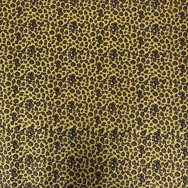 Leopard Print Glitter Canvas Vinyl Fabric - Leopard Print, 56/58" Width (1 Yard)