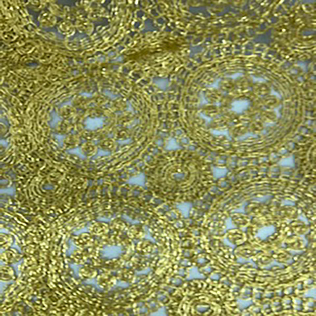 Polyester Galaxy Cord Embroidery Lace Fabric 50" Gold Copper