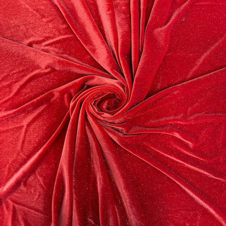 Misty Glitter Stretch Velvet Spandex Fabric - 90% Polyester 10% Spandex, Glitter, 60" Width (1 Yard)
