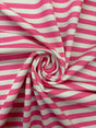Pink Quarter Inch Striped Polyester Spandex Fabric - White And Pink Quarter Inch Stripes, 58"/60" Width (1 Yard)