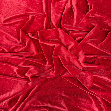 Misty Glitter Stretch Velvet Spandex Fabric - 90% Polyester 10% Spandex, Glitter, 60" Width (1 Yard)