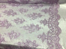 Sequin Lace Fabric With Embroideries On Mesh - 100 Percent Polyester Fabric, Double Scalloped Floral Lace, 51" Width (1 Yard)
