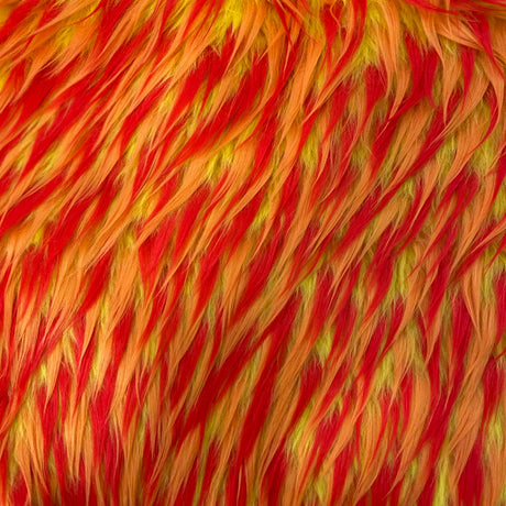 Three Spike Shaggy Faux Fur Fabric - 100 Percent Polyester Fabric, Multi Color Shaggy Texture, 60" Width, 1.5-2" Pile Length (1 Yard)