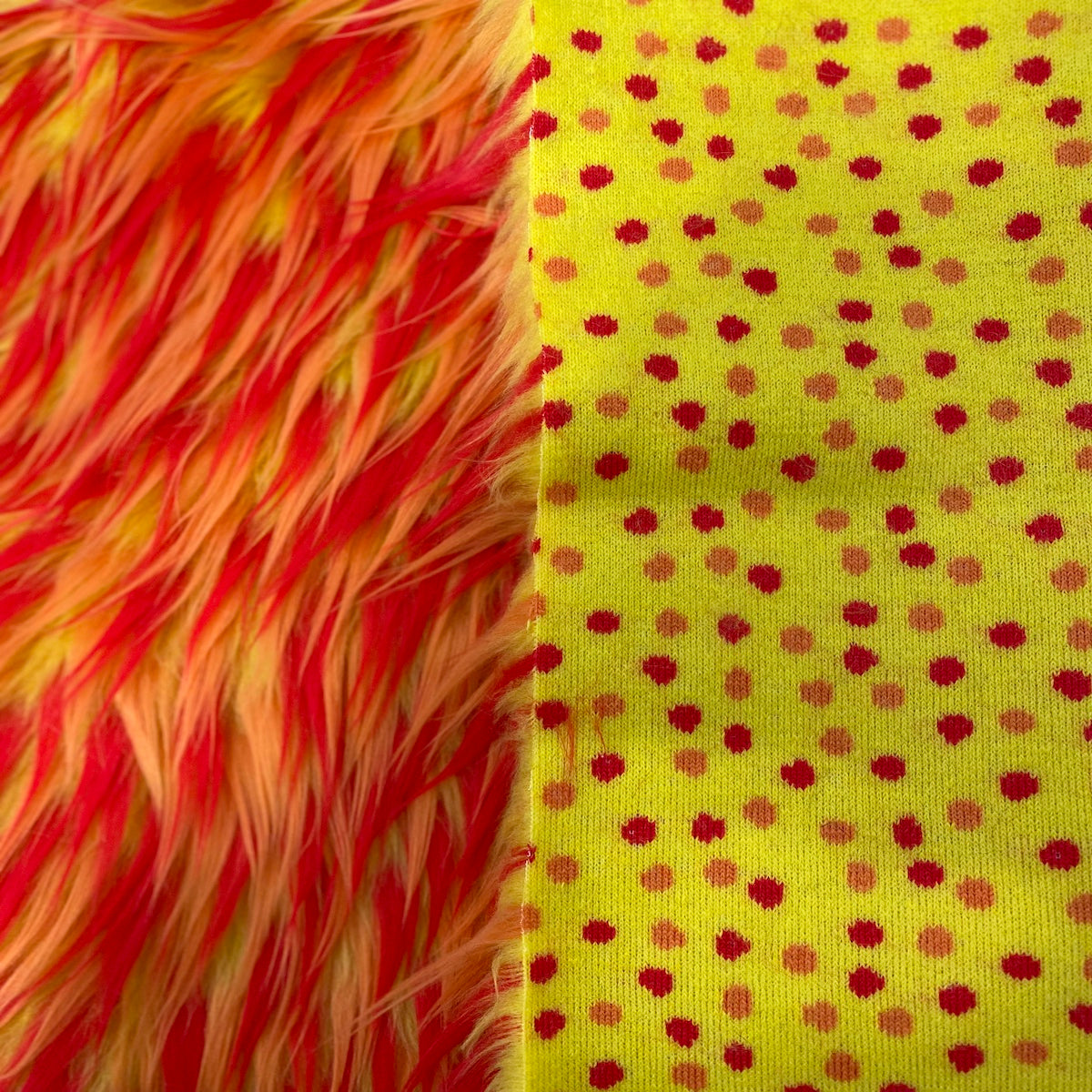 Three Spike Shaggy Faux Fur Fabric - 100 Percent Polyester Fabric, Multi Color Shaggy Texture, 60" Width, 1.5-2" Pile Length (1 Yard)