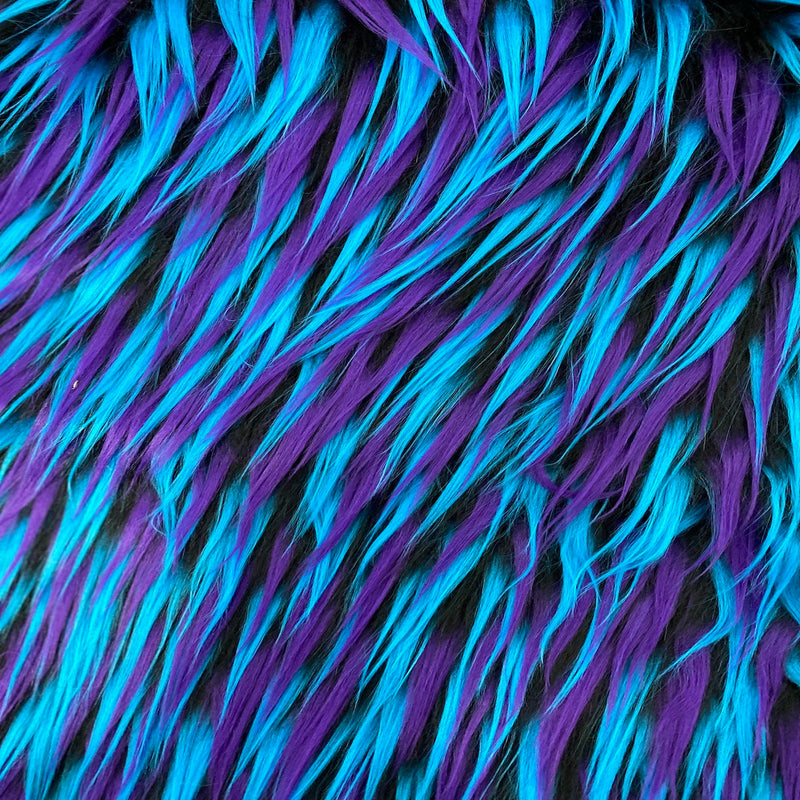 Three Spike Shaggy Faux Fur Fabric - 100 Percent Polyester Fabric, Multi Color Shaggy Texture, 60" Width, 1.5-2" Pile Length (1 Yard)