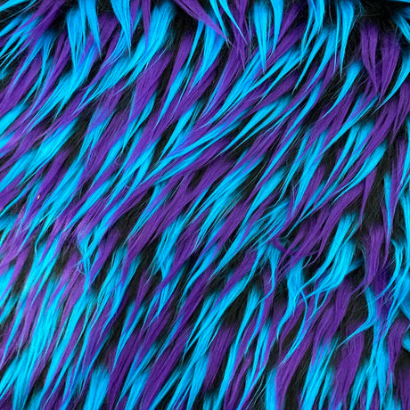 Three Spike Shaggy Faux Fur Fabric - 100 Percent Polyester Fabric, Multi Color Shaggy Texture, 60" Width, 1.5-2" Pile Length (1 Yard)