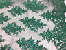 Sequin Lace Fabric With Embroideries On Mesh - 100 Percent Polyester Fabric, Double Scalloped Floral Lace, 51" Width (1 Yard)