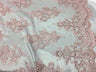 Sequin Lace Fabric With Embroideries On Mesh - 100 Percent Polyester Fabric, Double Scalloped Floral Lace, 51" Width (1 Yard)