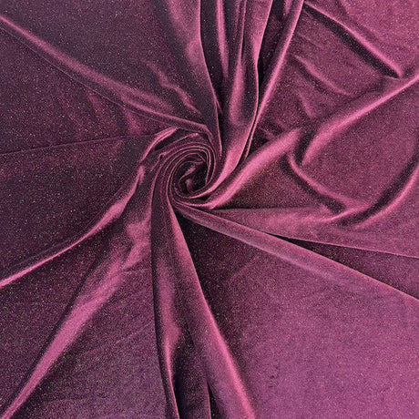 Misty Glitter Stretch Velvet Spandex Fabric - 90% Polyester 10% Spandex, Glitter, 60" Width (1 Yard)