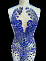 Royal Blue Rhinestone Bodice Applique