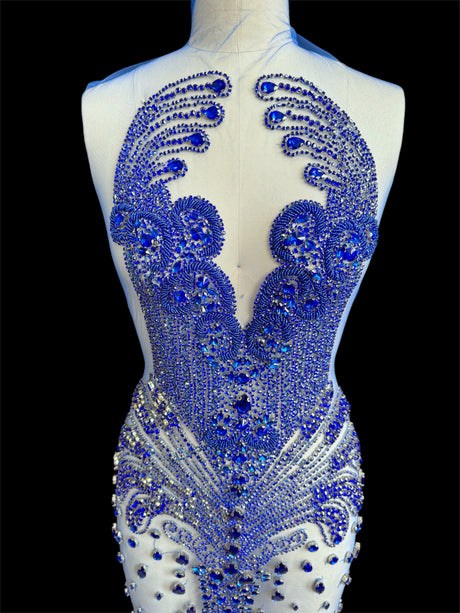 Royal Blue Rhinestone Bodice Applique