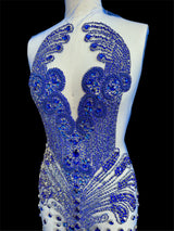Royal Blue Rhinestone Bodice Applique