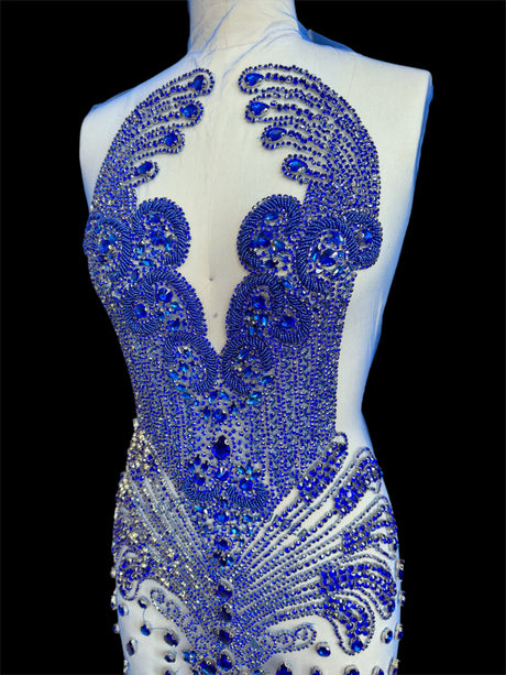Royal Blue Rhinestone Bodice Applique