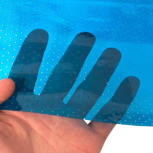 Perforated Tinted PVC Marine Clear Vinyl Fabric - Lime Green, Purple, Blue, Black, Red, 54" Width (1 Yard)