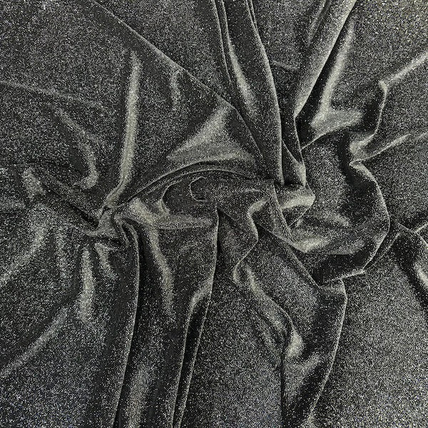 Stretch Velvet Spandex Fabric Misty Glitter
