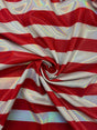 Red And White Striped Holographic Mystique Spandex Fabric - Red And White Stripes, 1 Yard