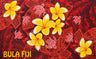 Bula Fiji Turtle Sarong 100 Percent Polyester Fabric - Polynesian Tattoo Background With Floating Sea Turtles And Plumeria Flowers, 72" L X 45" W (1 Piece)