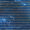 Nylon Spandex Fabric Blue Silver Stripe Foggy Foil 60"